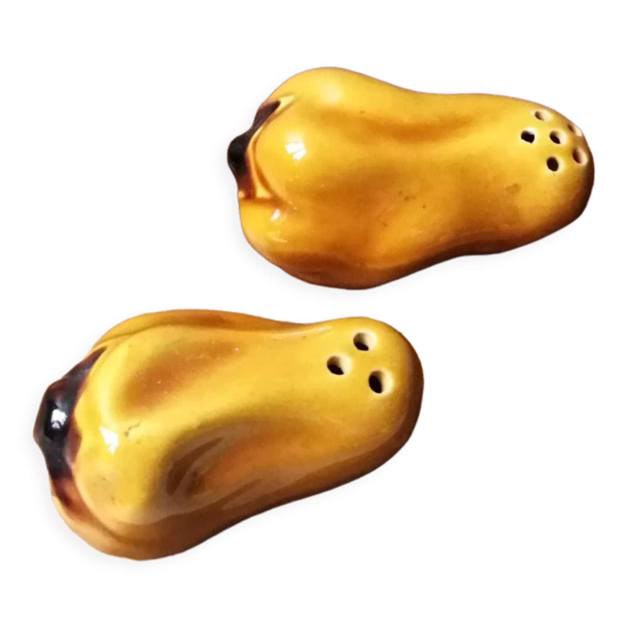 Lot salt shaker vintage pepper yellow slurry pepper