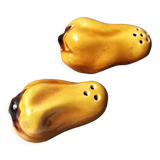 Lot salt shaker vintage pepper yellow slurry pepper