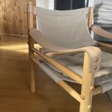 Arne Norell - Sirocco chair in white/grey linen with frame frame from beech wood