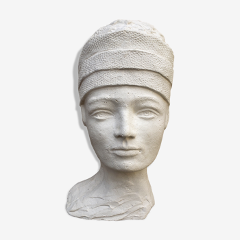 Young girl bust in plaster