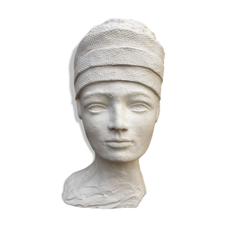 Young girl bust in plaster