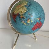 Globe vintage 1963 terrestrial Taride tripod glass world map - 28 cm
