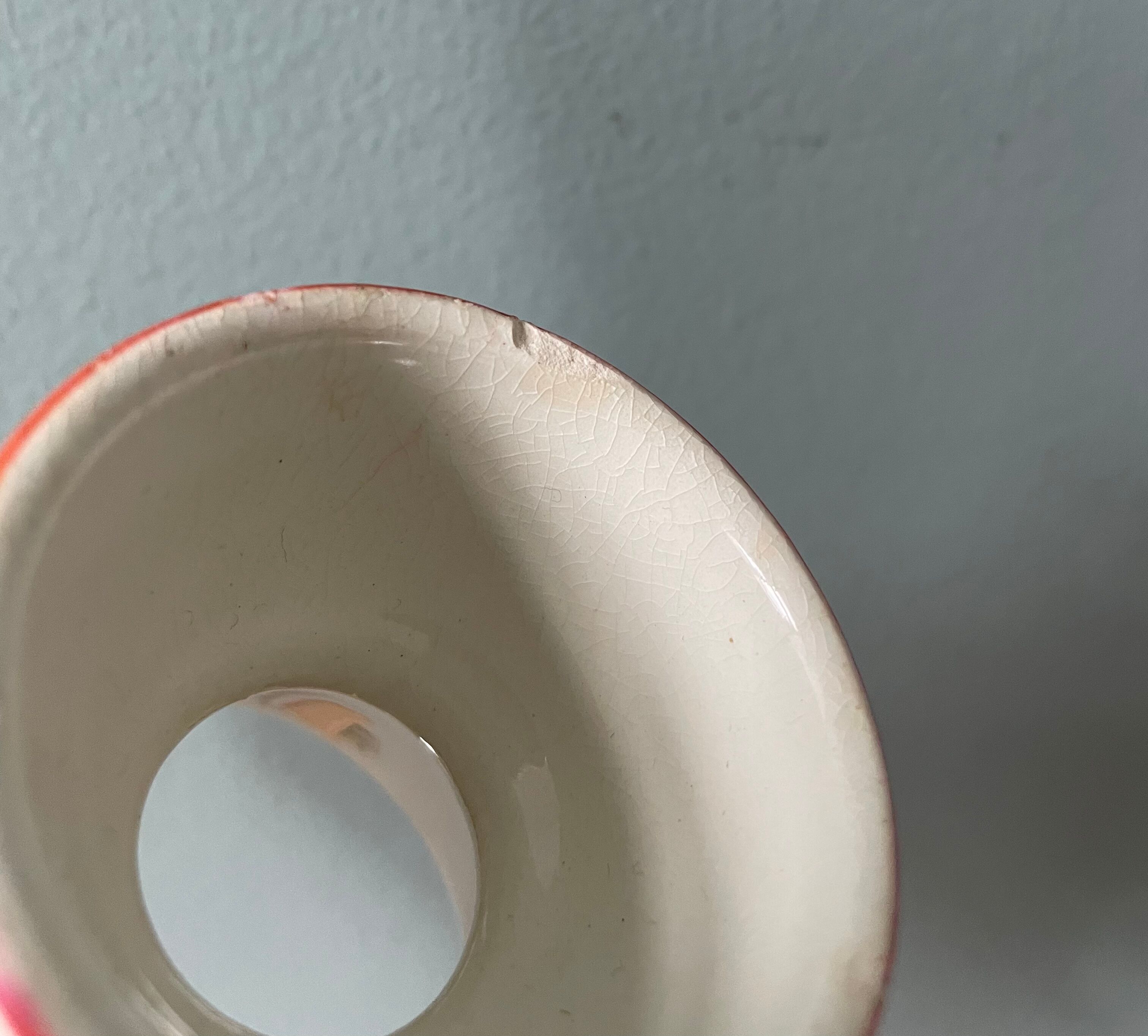 Pair of diabolo eggcups in ancient earthenware