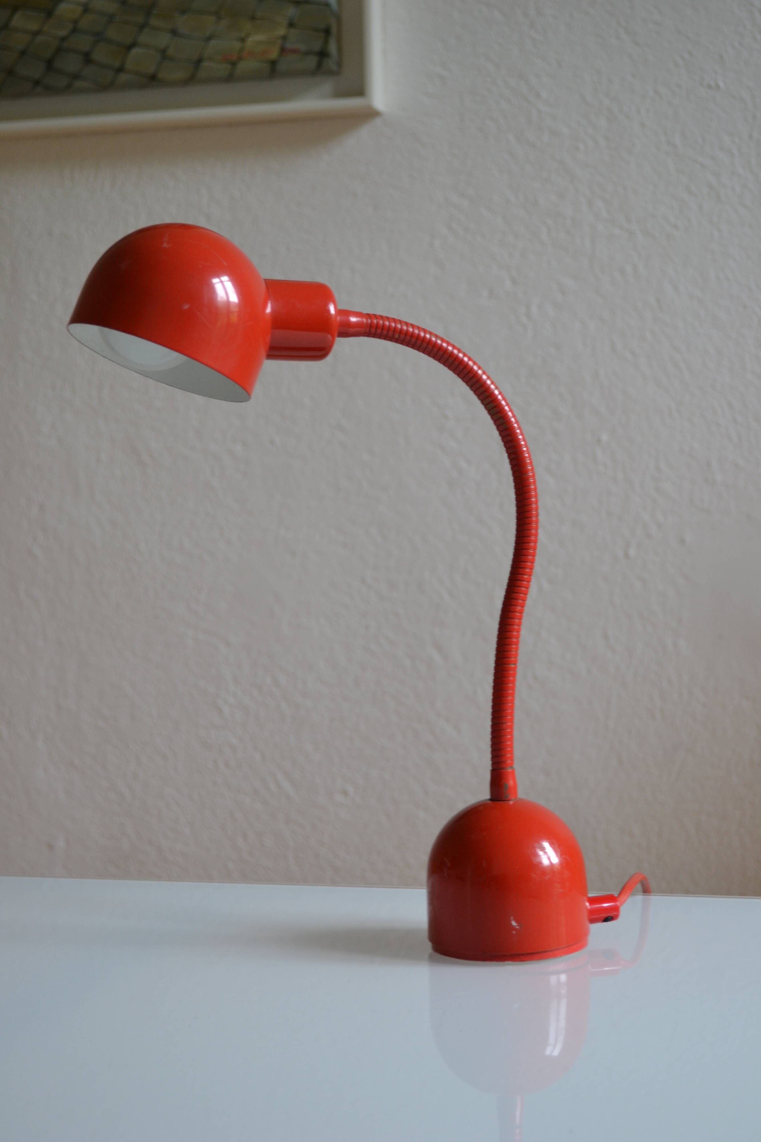 Lampe de bureau vintage France rouge Postmoderniste années 80 1980
