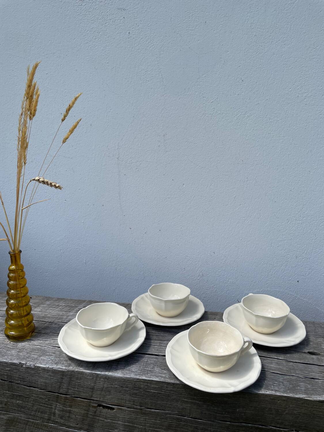4 tasses beige Sarreguemines unies
