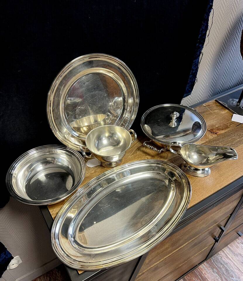 Tableware / silver plated metal / Shaped pieces (O): 6 pieces
