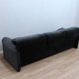 Vintage 1980s blue and green velvet Cassina Maralunga 3-Seater sofa