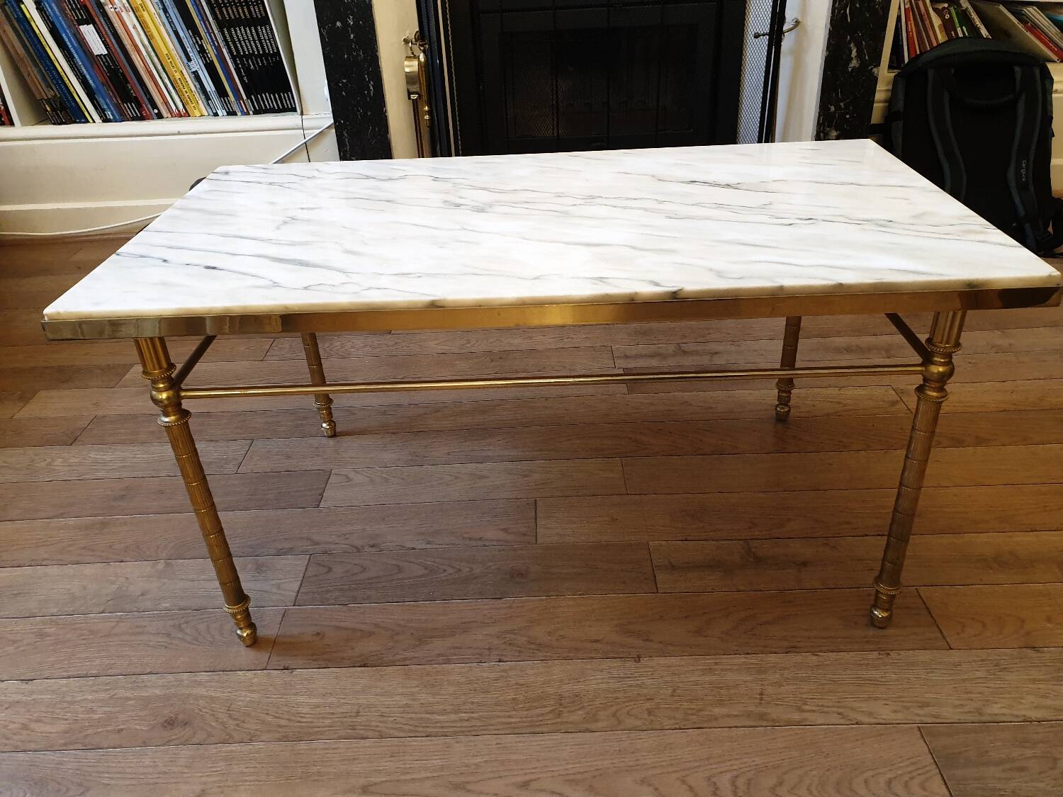Louis XV marble and brass coffee table