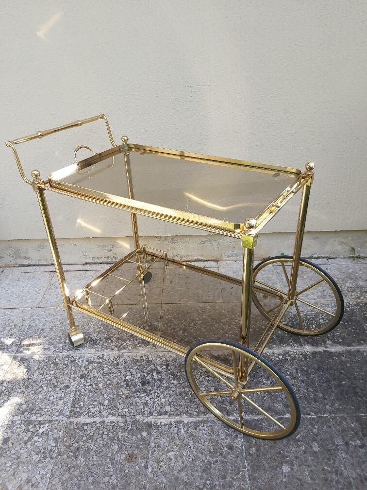 Rolling dessert brass removable tray 70s
