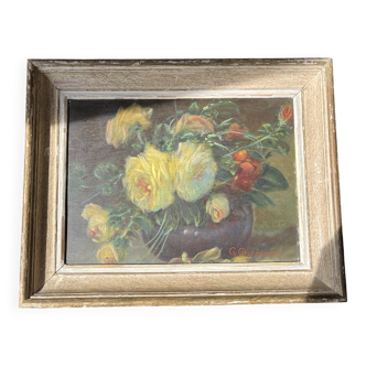 Oil on canvas painting Still Life G. Grandperrin 19th century