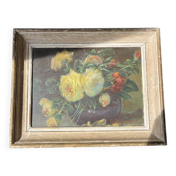 Oil on canvas painting Still Life G. Grandperrin 19th century
