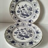 Trio of Castellania plates in Italian earthenware, vintage blue decoration