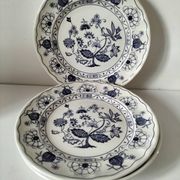Trio of Castellania plates in Italian earthenware, vintage blue decoration