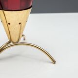 Gunnar Ander candleholder in brass, glass and rattan for Ystad Metall