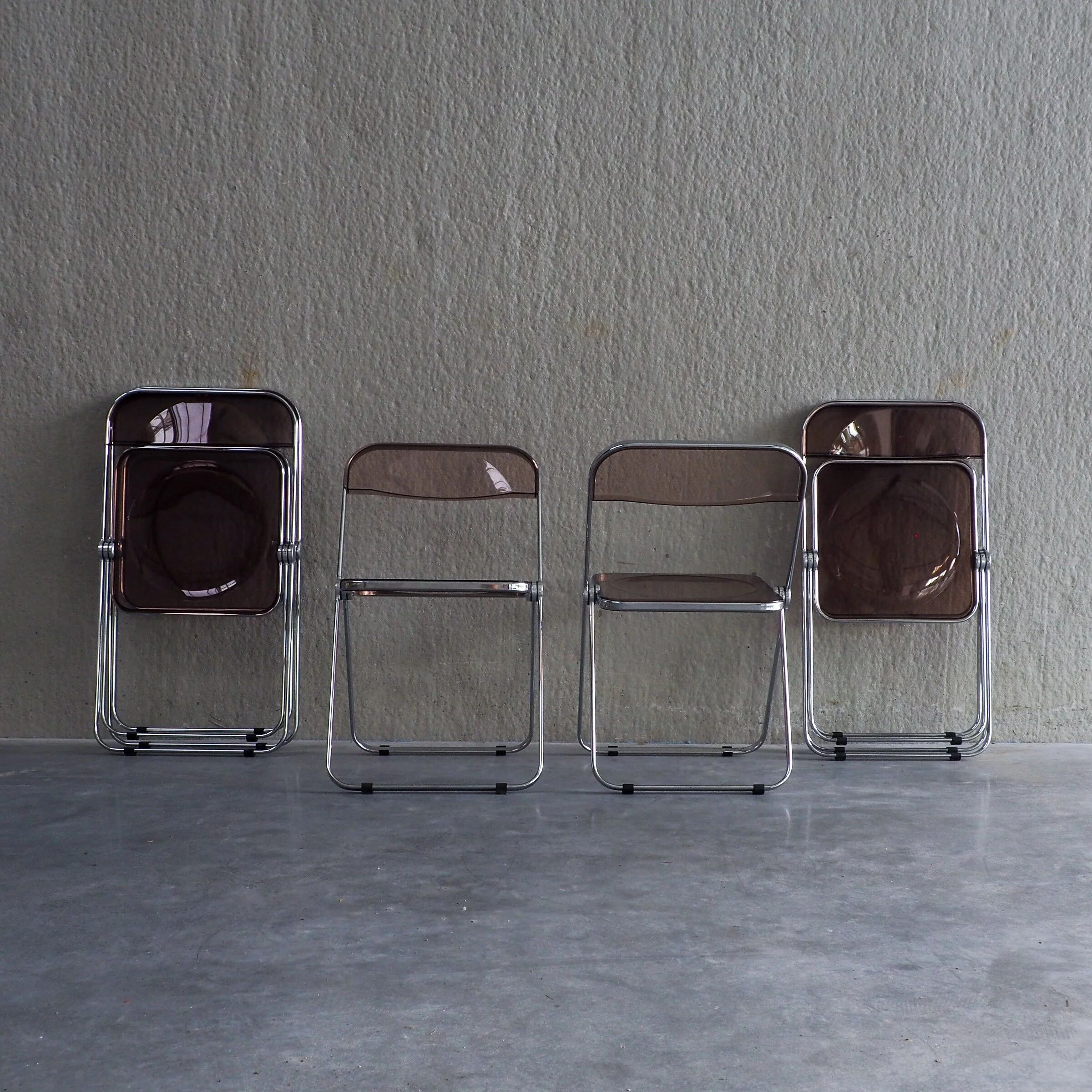 6 Plia folding chairs by Giancarlo Piretti for Anonima Castelli