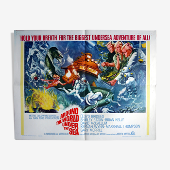 Original American cinema poster of the film "The Round the World Under the Sea"