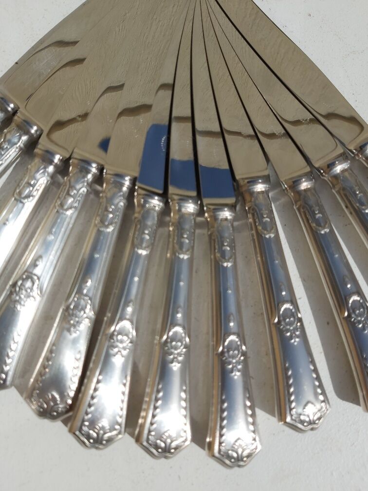 Set of 24 SFAM silver metal knives with stainless steel blades