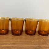 Set of 4 vintage Duralex amber glass water glasses