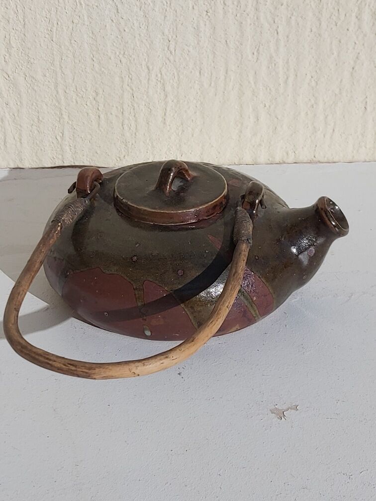 Signed vintage sandstone teapot