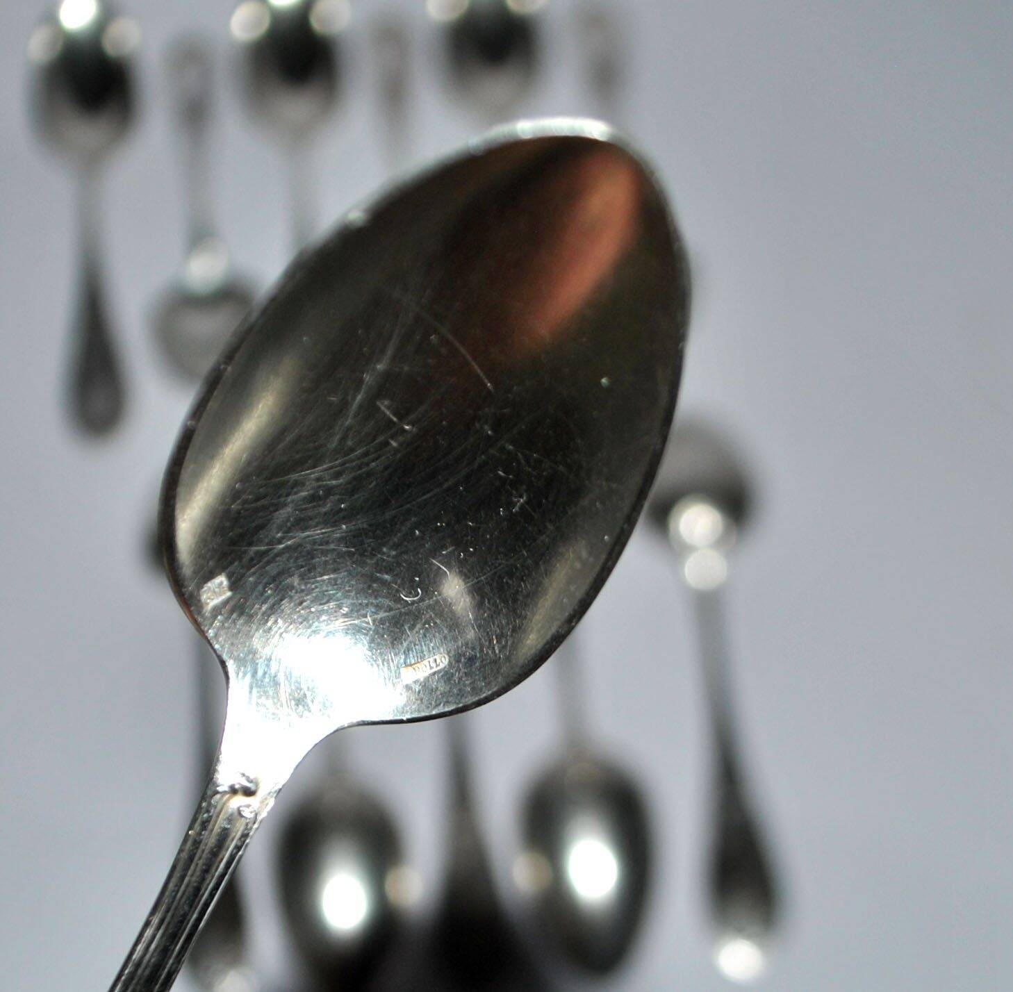 Lot of 12 silver-plated dessert spoons apollo rocaille model.