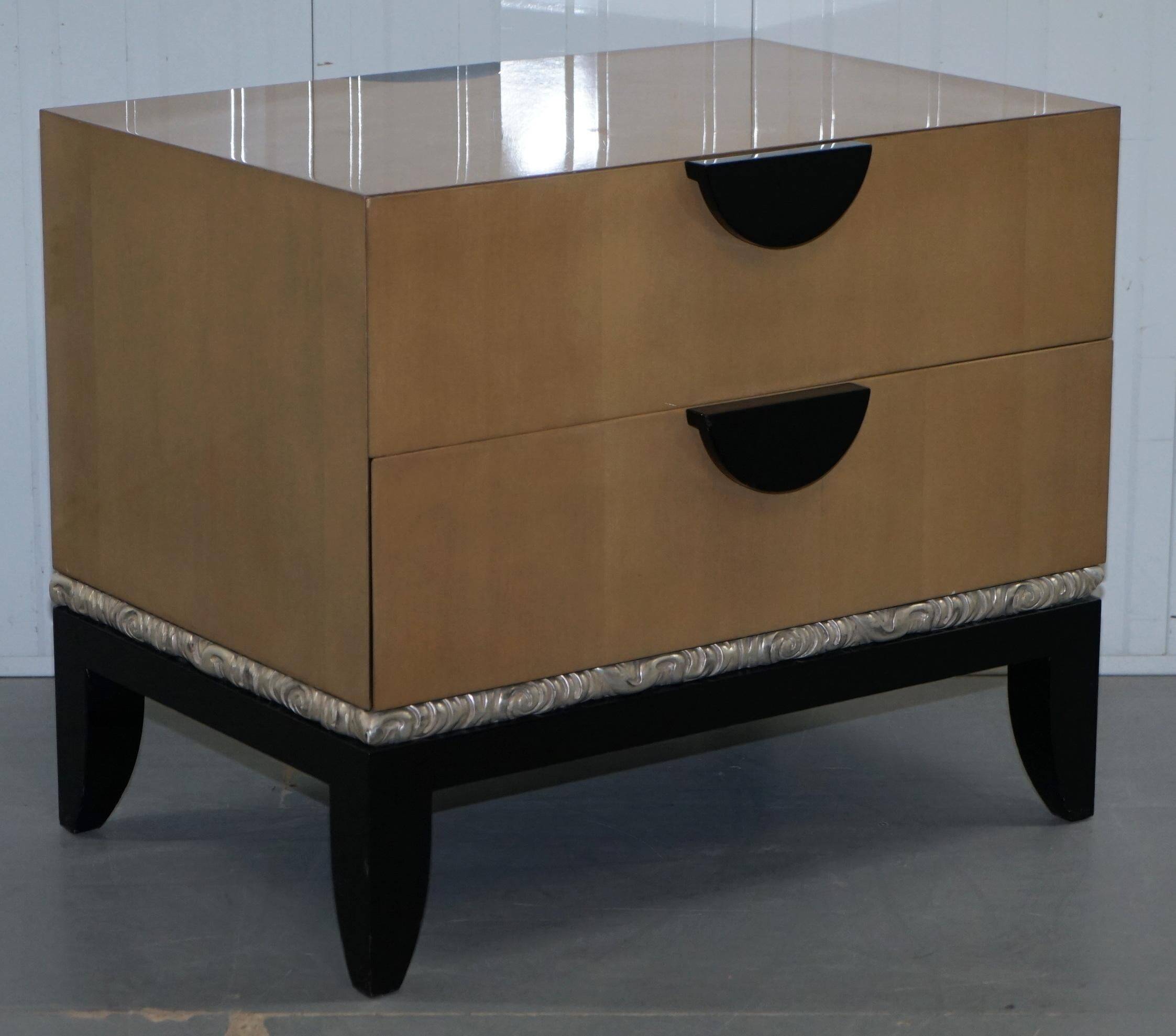 Cloud bedside tables by J Robert Scott with 14-carat gold veneer.