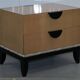 Cloud bedside tables by J Robert Scott with 14-carat gold veneer.