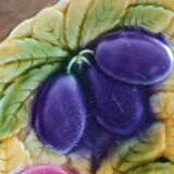 dish and plates barbotine fruits Sarreguemines