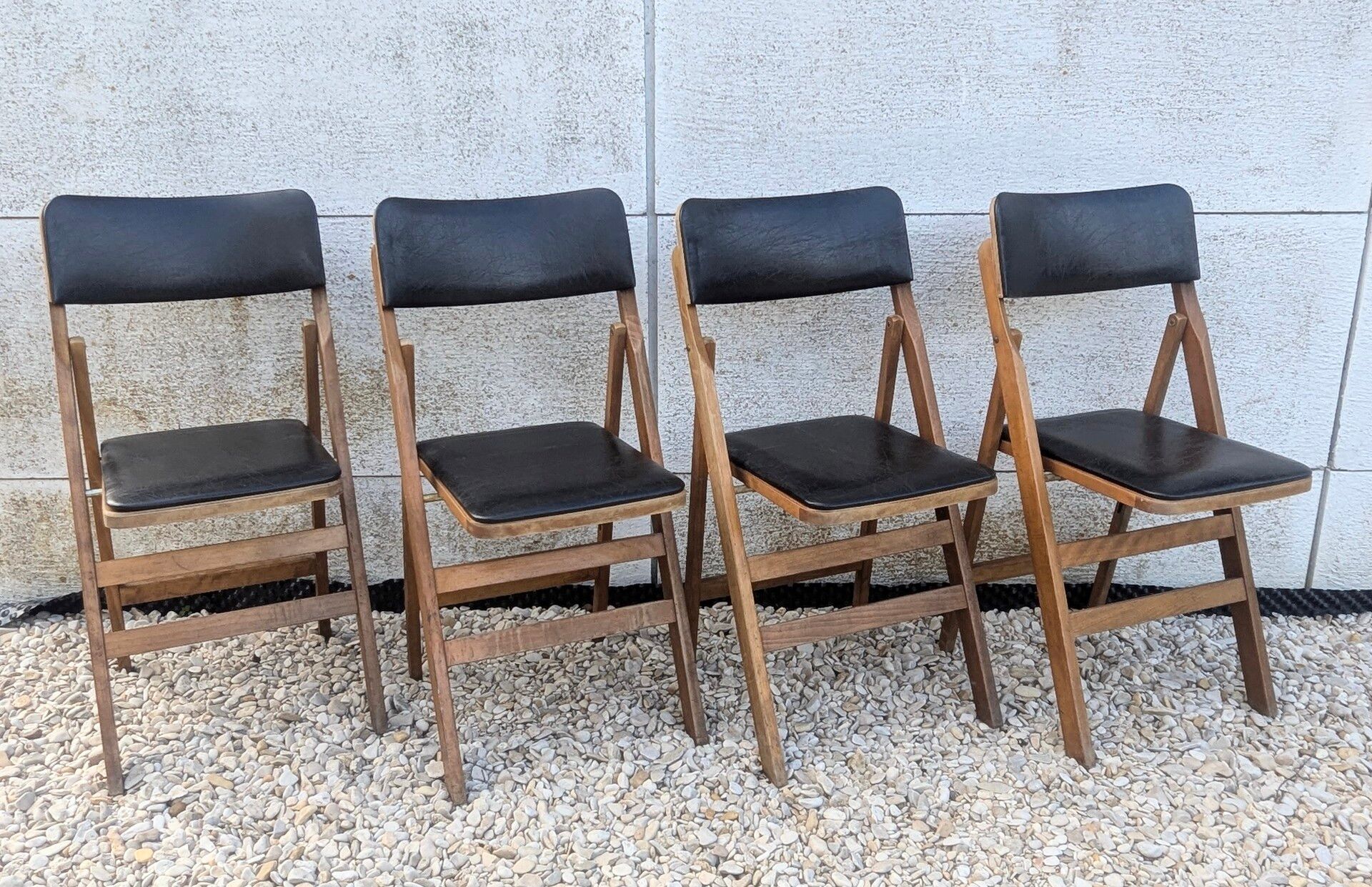 Lot of 4 Mid Century Folding Chairs 60s 70s vintage