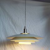 White pendant light, Scandinavian, space age, Poulsen style, 1990.