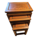 Stackable 3-piece nesting table in Asian teak wood with chinoiserie design.