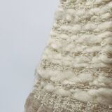 Vintage ceramic lamp with relief and wool shade.