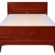 Varnished wooden bed with mattress base
