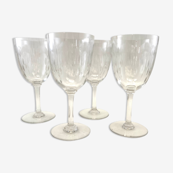 4 crystal wine glasses of Baccarat model Molière