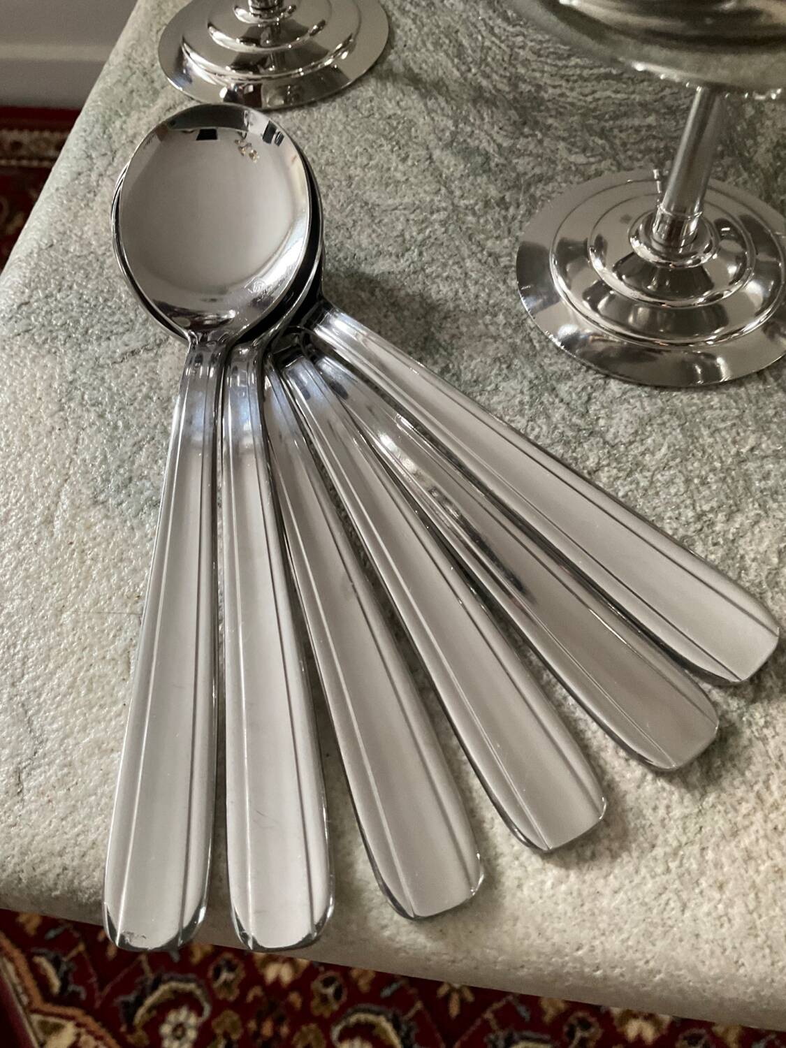 Set of 6 ice cream cups and spoons Letang Rémy 70s