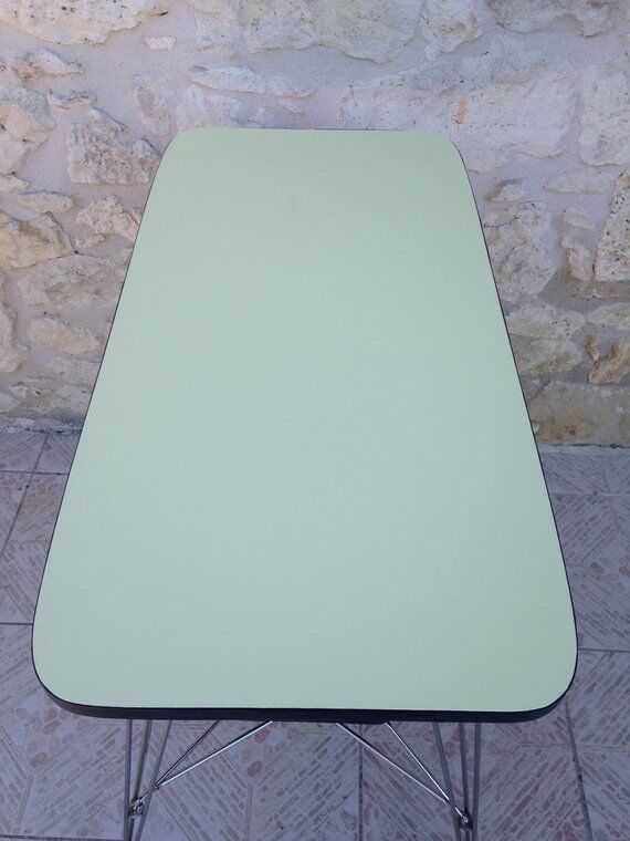 Side table / formica vintage yellow and black TV stand