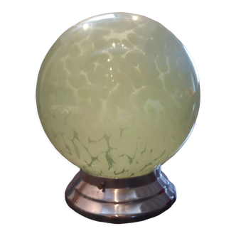 Applique globe boule abat jour opaline vert Clichy moucheté ø 20 cm art déco 1930/1940 TBE