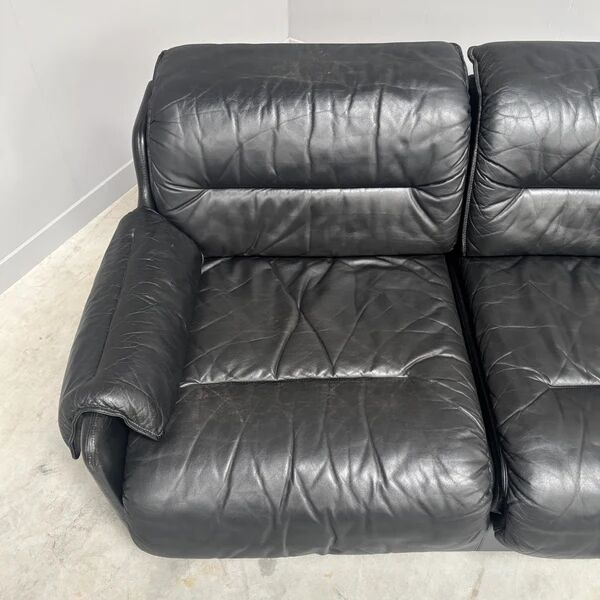 Black leather 2 seat sofa by Dreipunkt, 1970s