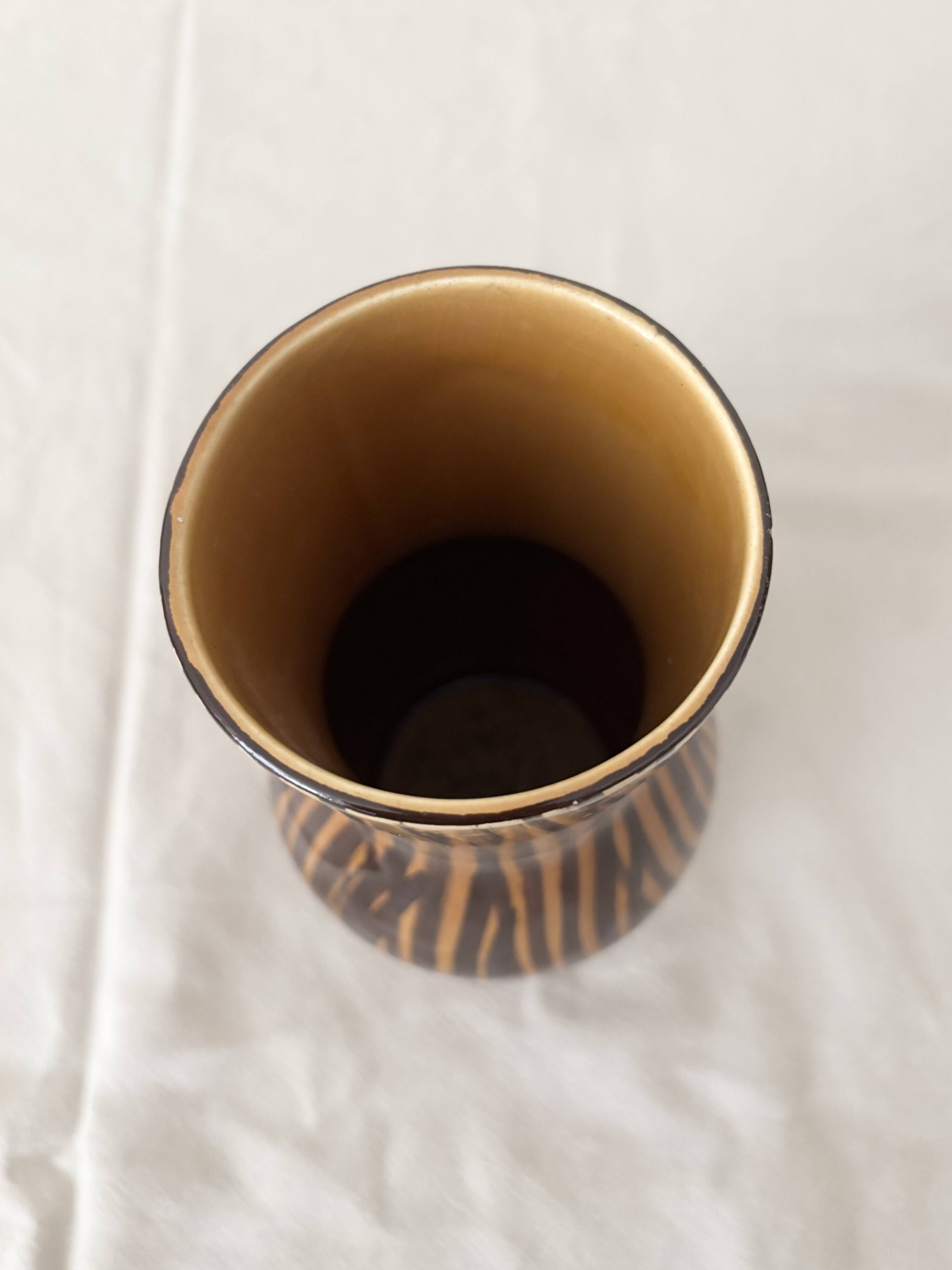 Vintage hand painted striped vase
