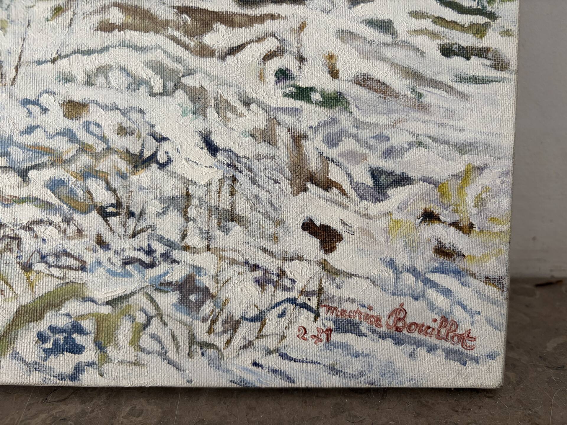 Winter landscape, oil on canvas signed Maurice Bouillot 1971