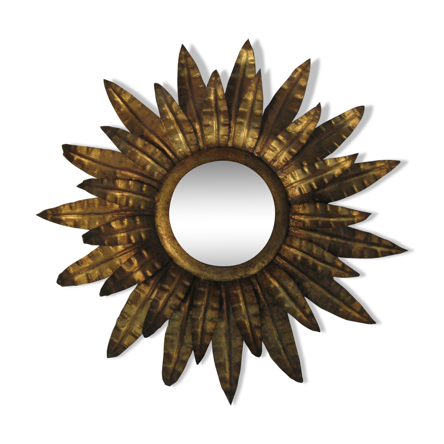 Mirror sun gold leaves metal 1950 55cm