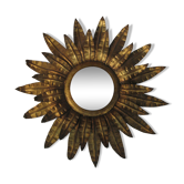 Mirror sun gold leaves metal 1950 55cm