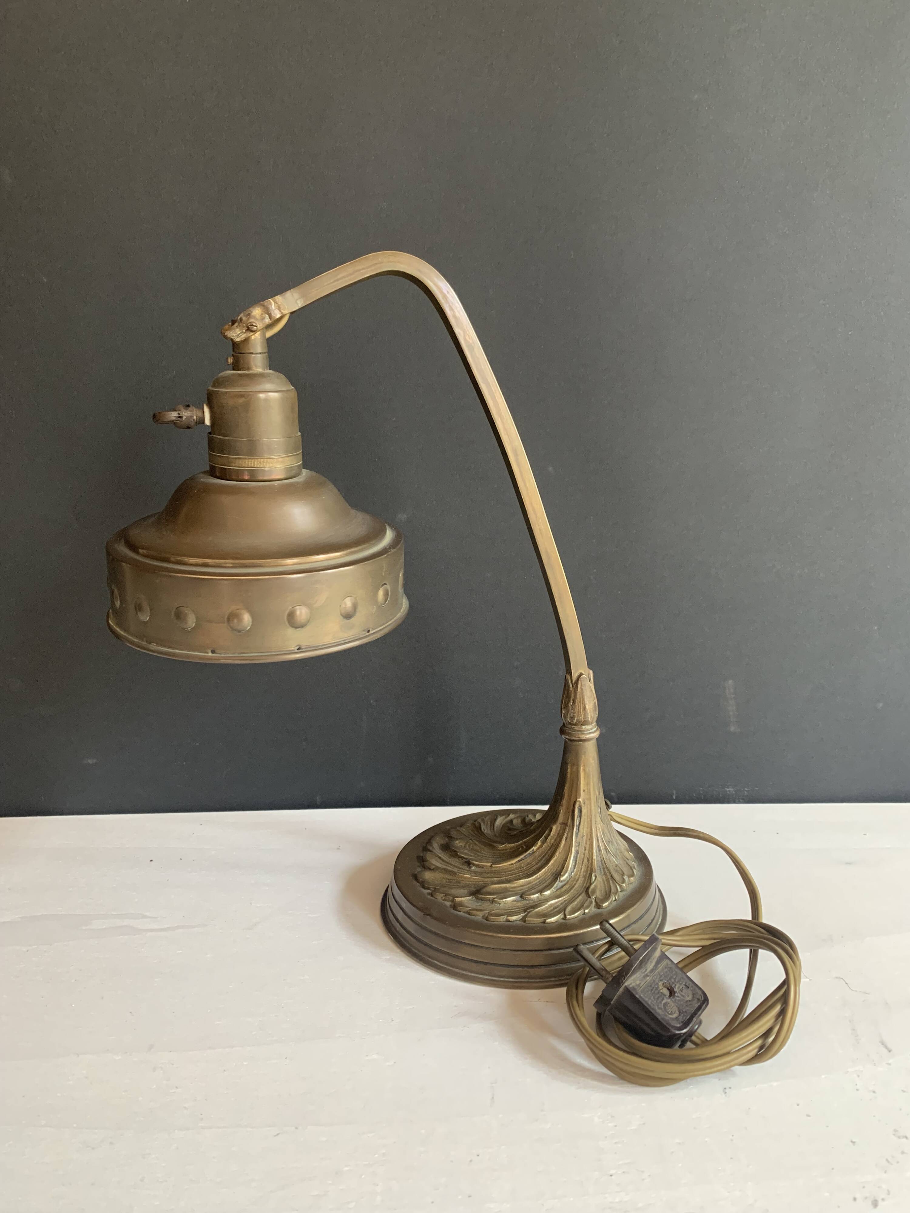 1900 bronze, brass and copper desk lamp