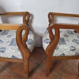 Pair of 19th century restoration armchairs in cherry wood