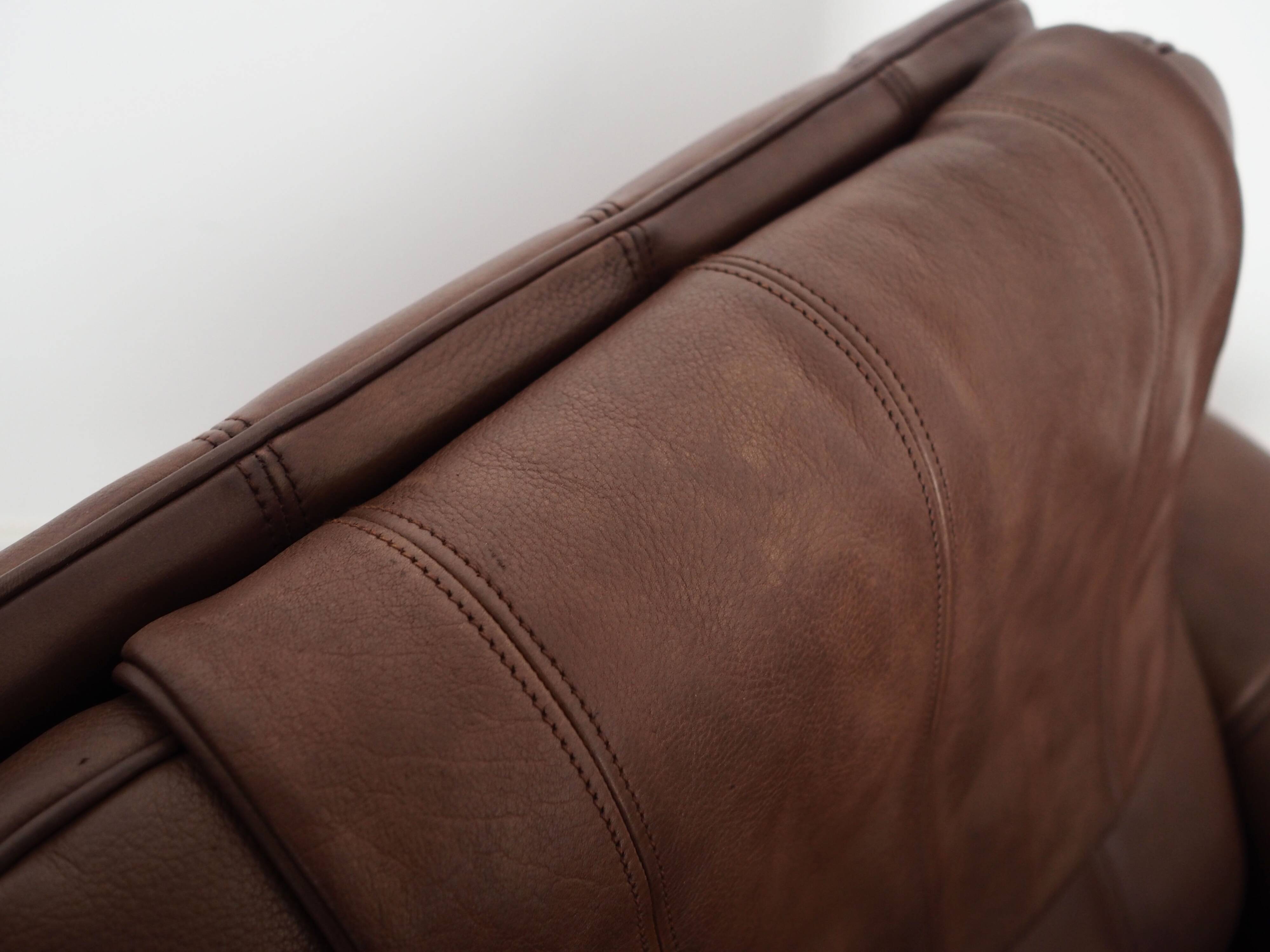 Brown leather sofa, Swiss design, 1970s