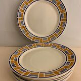 8 assiettes plates anciennes badonviller, modèle edith, 1900
