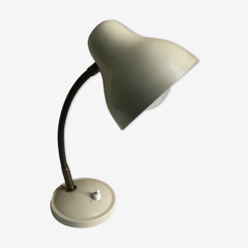 Lampe de table métal beige bras flexible laiton années 70 vintage