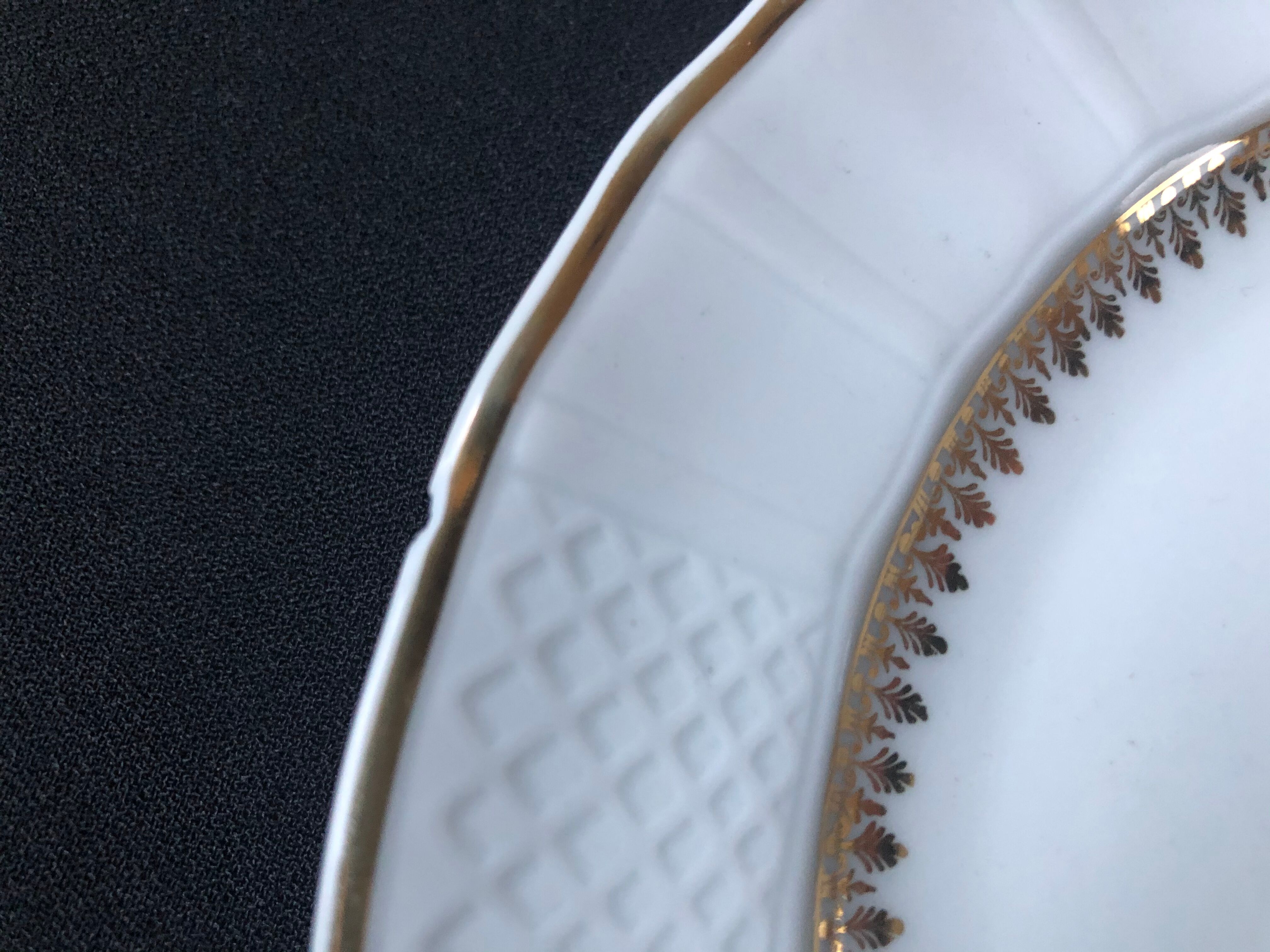 Limoges Bernardaud porcelain dessert plates - vintage co. 60s, white & gold