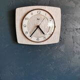 Vintage formica clock silent rectangular wall clock "Flash gray white"