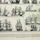 Old engraving 1898, Sailing boat and ship (1) • Lithograph, Original plate