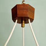 Scandinavian lustre cascade in teak and frosted white glass, 1960s